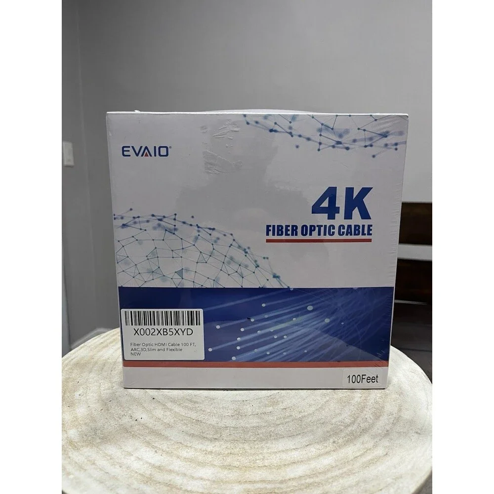 EVAIO 4K Fiber Optic HDMI Cable 100FT, ARC, 3D,Slim and Flexible New And Sealed